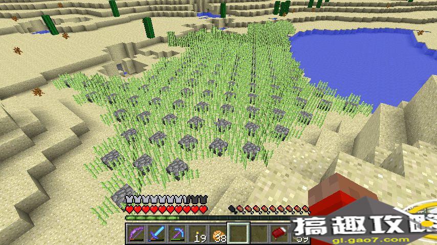 搞趣网：我的世界手机版怎么高效种甘蔗  我的世界高效种甘蔗攻略