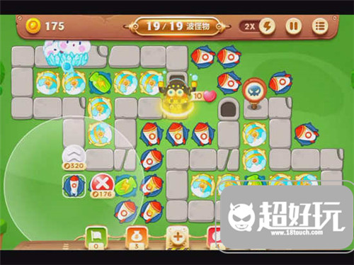 保卫萝卜3公园第56关金萝卜通关攻略 克怪利器