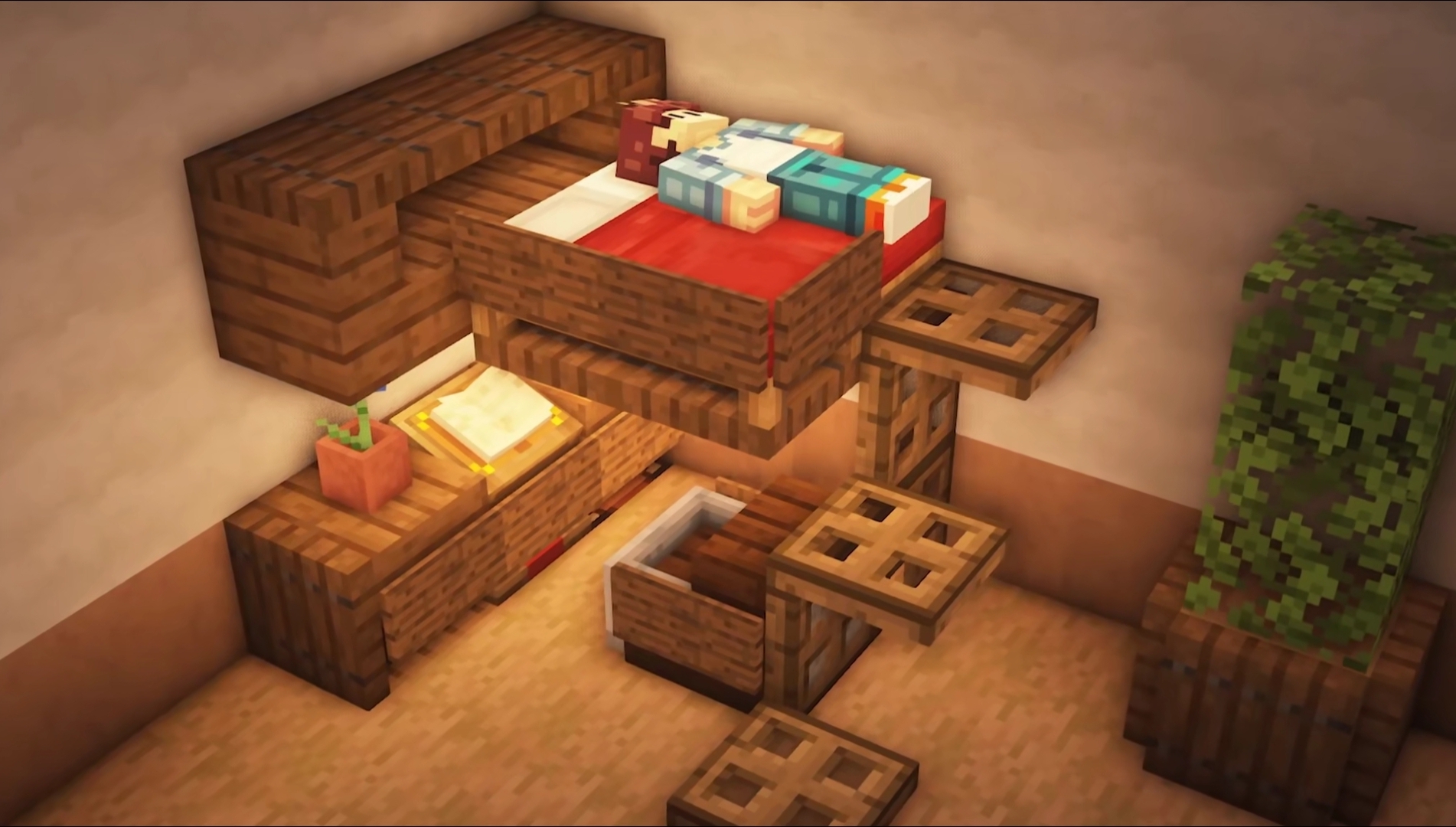 我的世界:女玩家是如何装饰床的,看到这八种设计,我舍不得走了