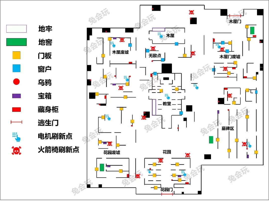 第五人格1:1“军用版”红教堂地图,超详细解析不迷路