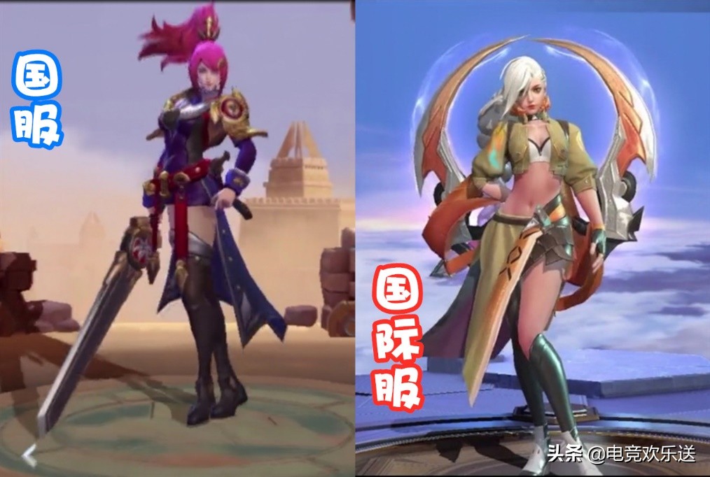王者荣耀:国服与国际服英雄大对比,同为一个角色气质却截然不同