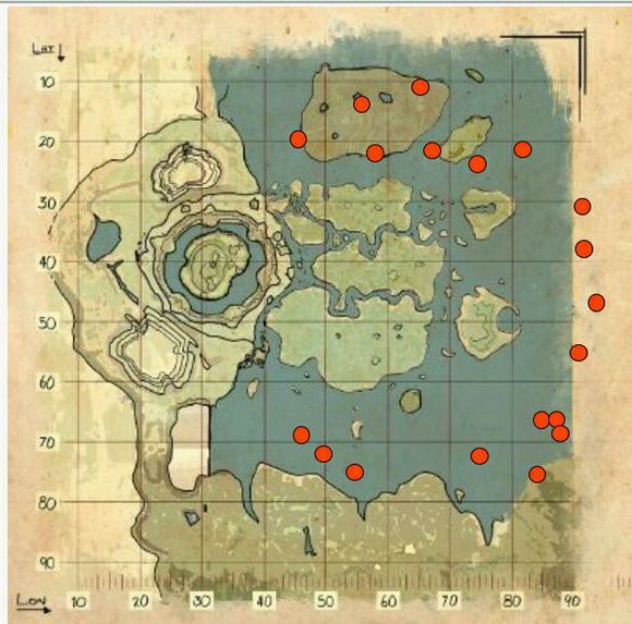 《方舟：生存进化》中心岛资源分布图