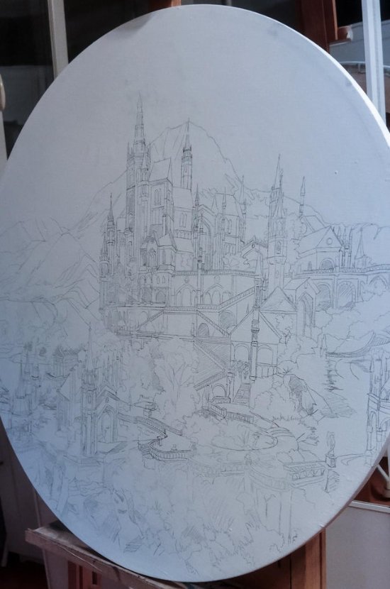 《巫师3》玩家手绘鲍克兰宫殿 细节逼真高度还原