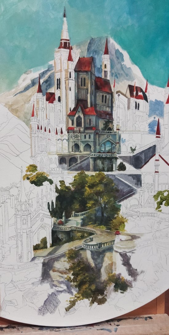 《巫师3》玩家手绘鲍克兰宫殿 细节逼真高度还原