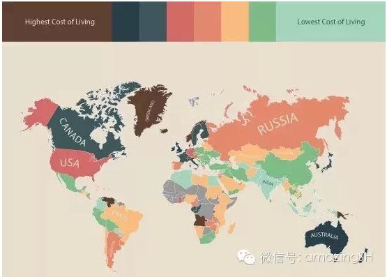 一张图看清全球各国生活成本