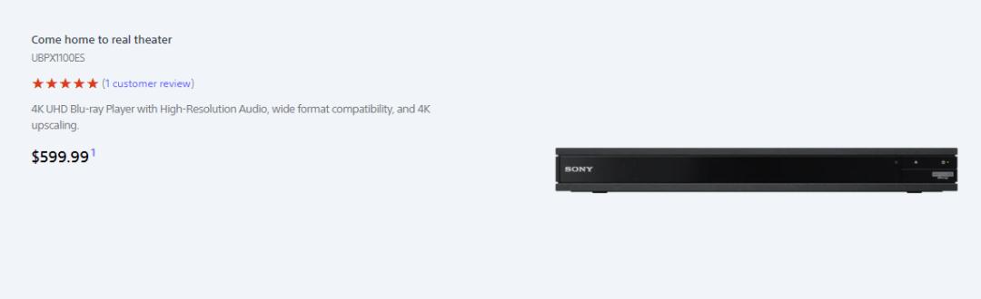索尼发布旗舰蓝光播放器，目前最强4K/UHD蓝光播放器