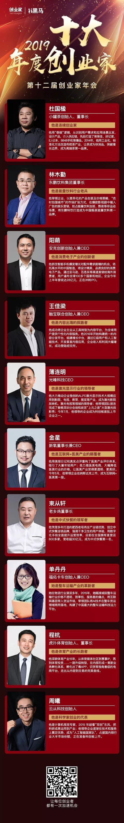 2019年度十大创业家颁出，他们是中国产业创新的中流砥柱