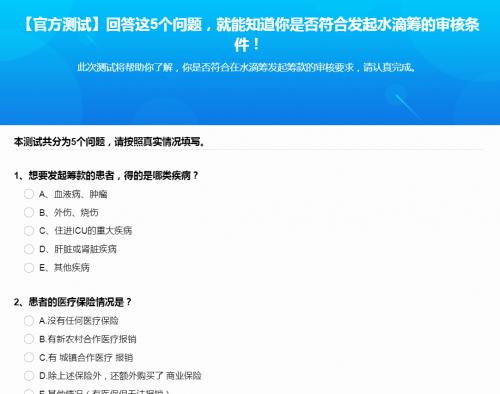 水滴筹申请条件是什么？做这个测试，提前知晓结果不担忧