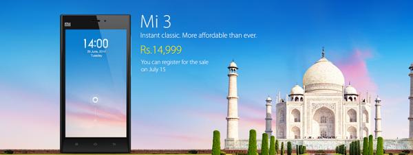 小米3将在印度开售:首轮抢购价14999卢比