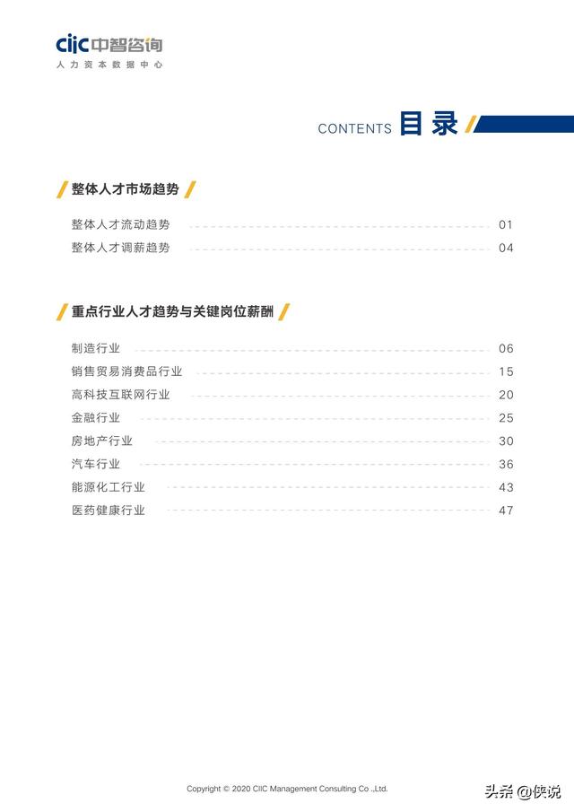 2020年重点行业薪酬趋势指南（中智咨询）