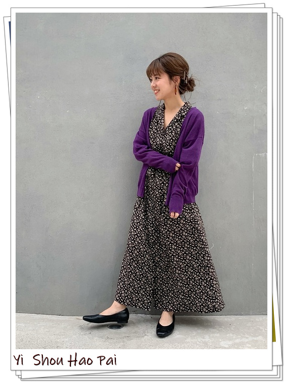 2020早春很时髦的紫色开衫，看看日本女人的流行搭配