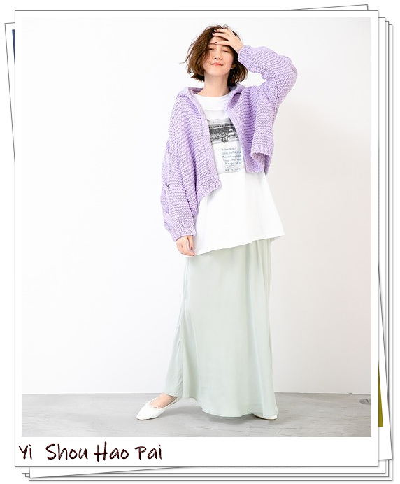 2020早春很时髦的紫色开衫，看看日本女人的流行搭配