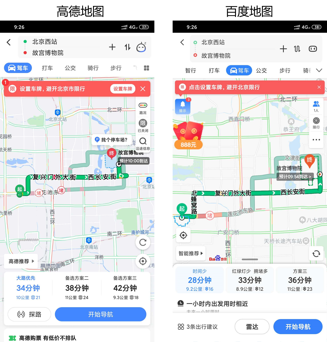 竞品分析：高德地图VS百度地图