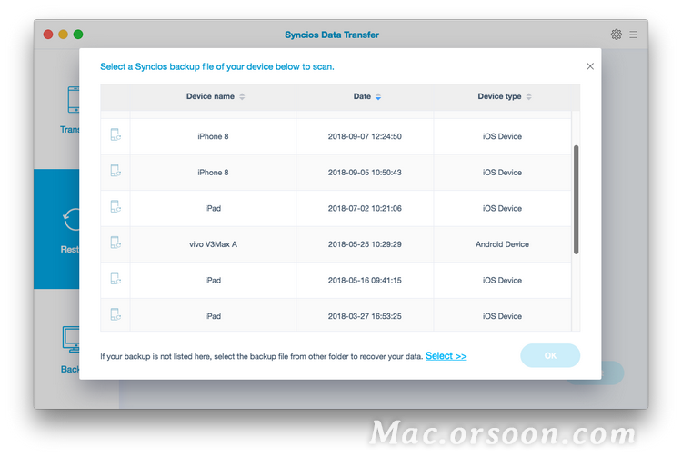如何使用Syncios Data Transfer for Mac恢复 iTunes 备份/iCloud 数据？