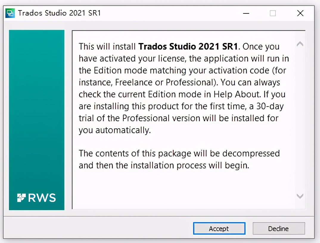 SDL Trados Studio 2021 SR1 Pro安装教程