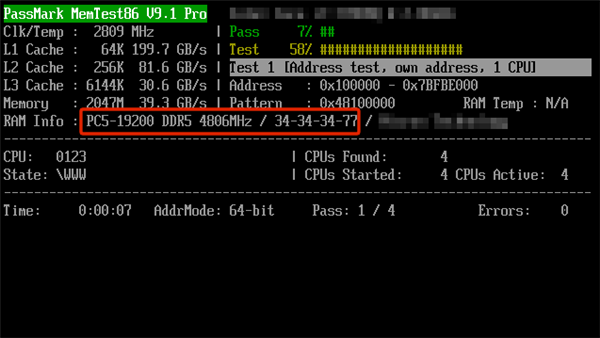 MemTest86内存测试软件已支持DDR5：4800MHz起步