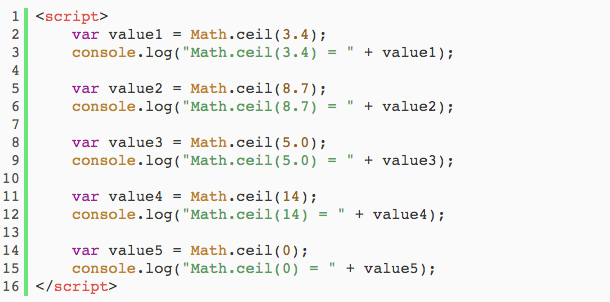 JavaScript数字向上取整：Math对象的ceil()方法