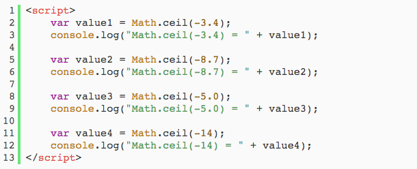 JavaScript数字向上取整：Math对象的ceil()方法