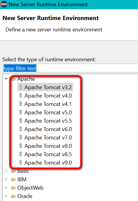 Eclipse Server runtime设置里找不到apache tomcat的处理方法