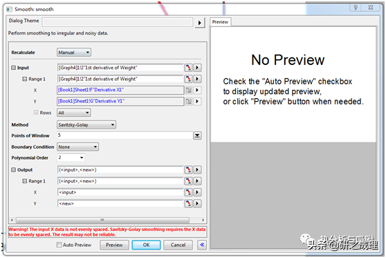 Origin作图教程 | 热重曲线如何进行微分和平滑？
