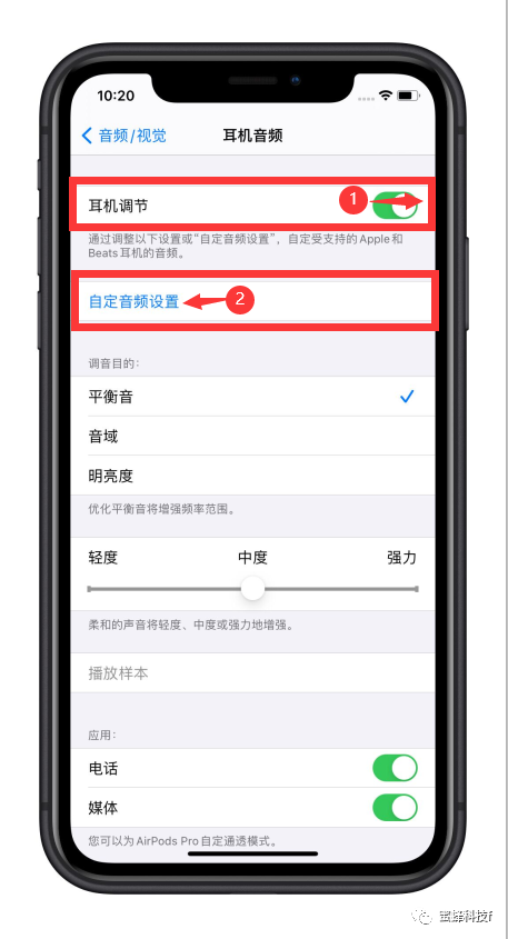 iPhone耳机调节，选择合适的声音或者音色