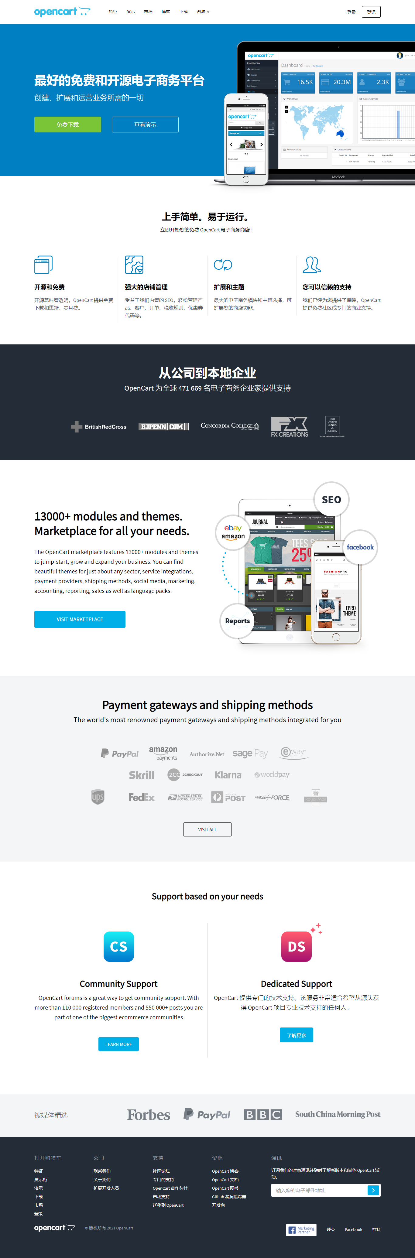 OpenCart 国际化开源商城，适合跨境电商，支持多国语言