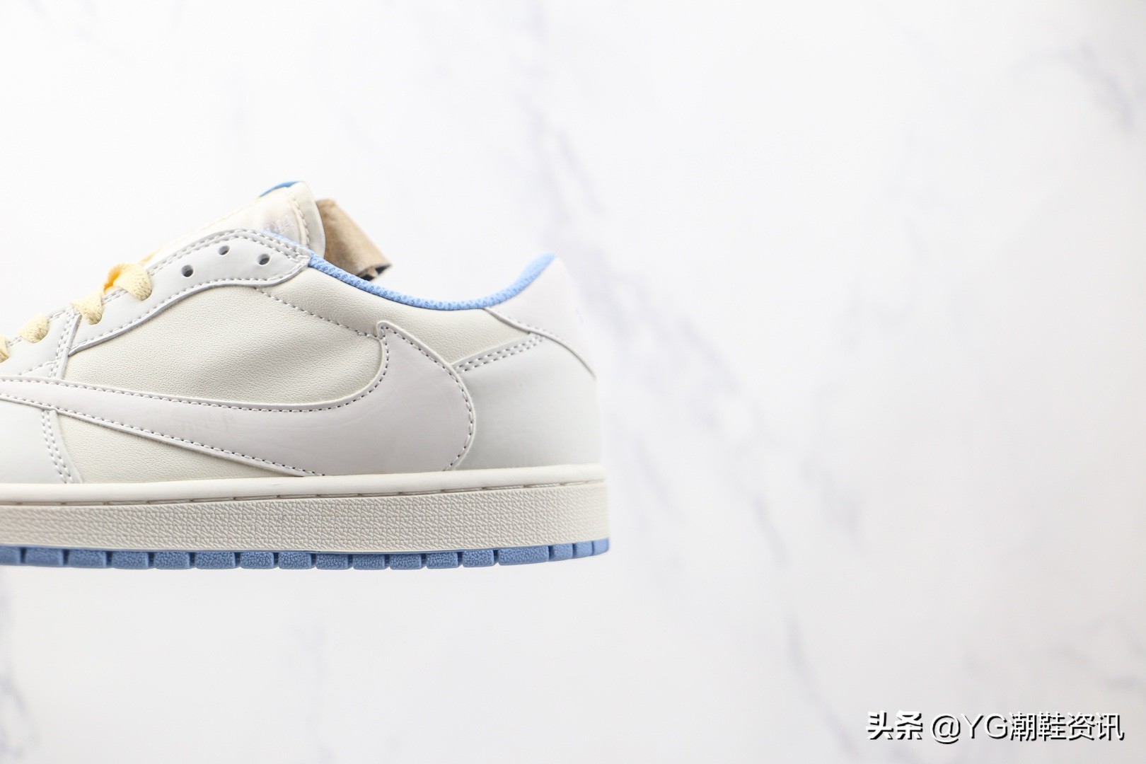 乔丹Air Jordan 1 Low三方联名款低帮AJ1倒勾米白蓝色热成像板鞋