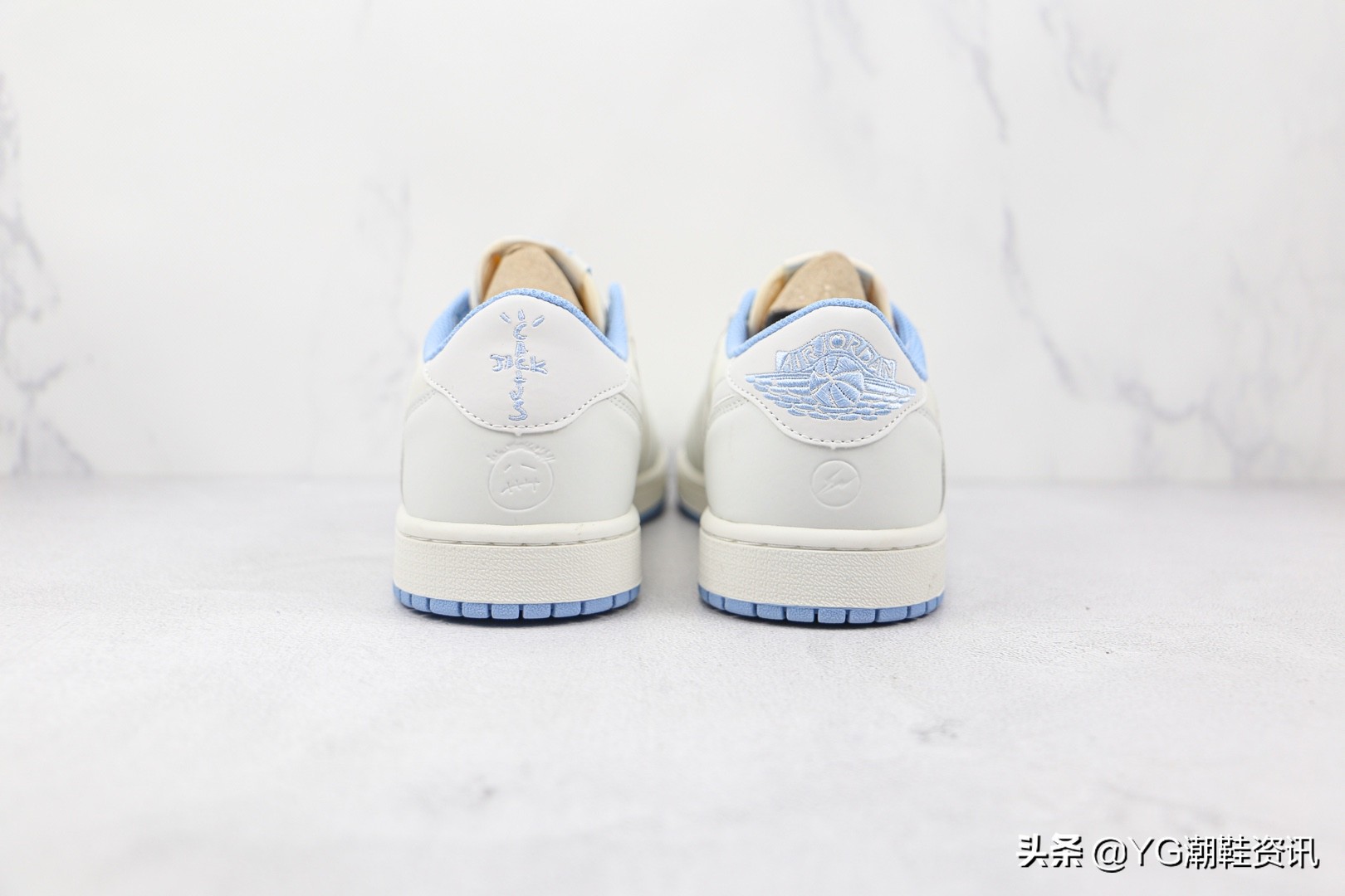 乔丹Air Jordan 1 Low三方联名款低帮AJ1倒勾米白蓝色热成像板鞋