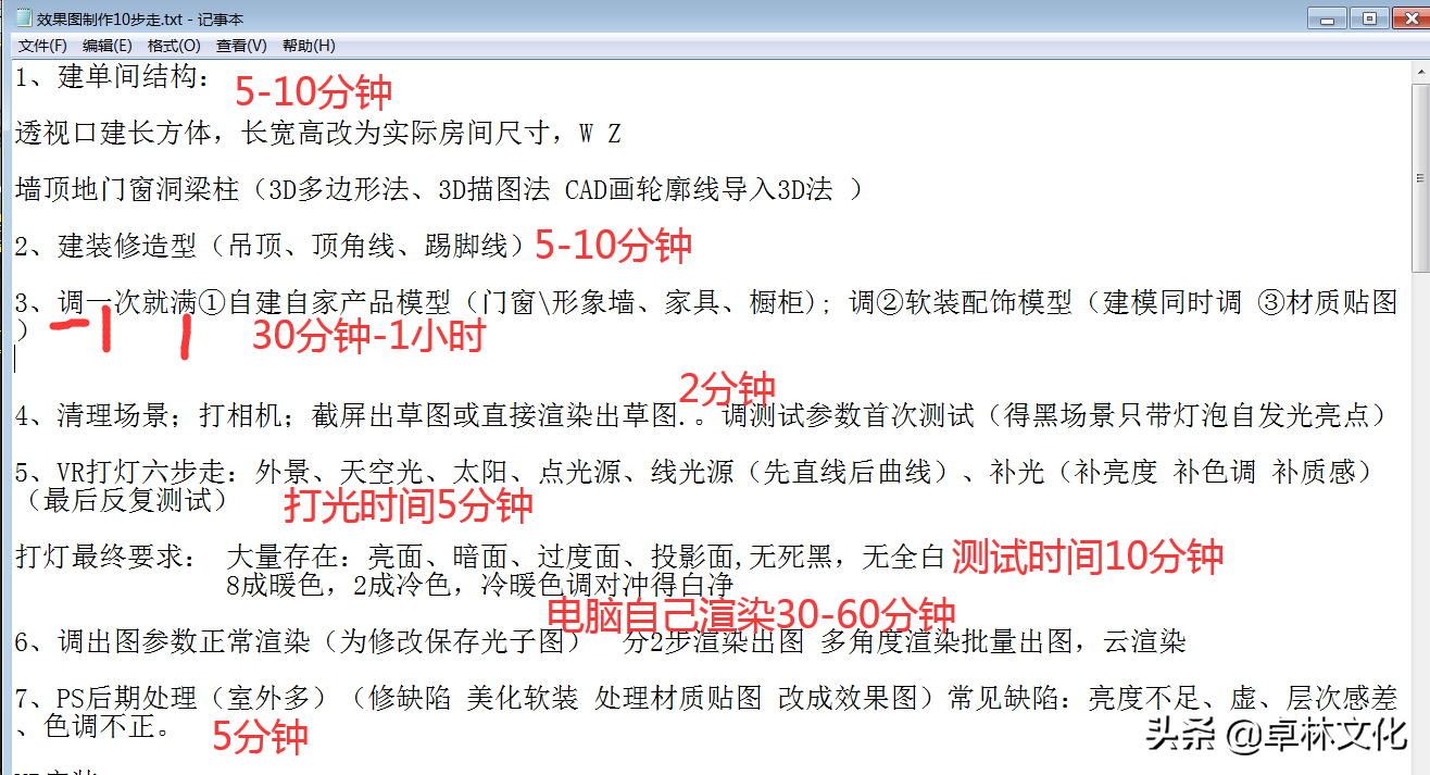 效果图制作流程分享，实体课堂笔记，收藏后慢慢学