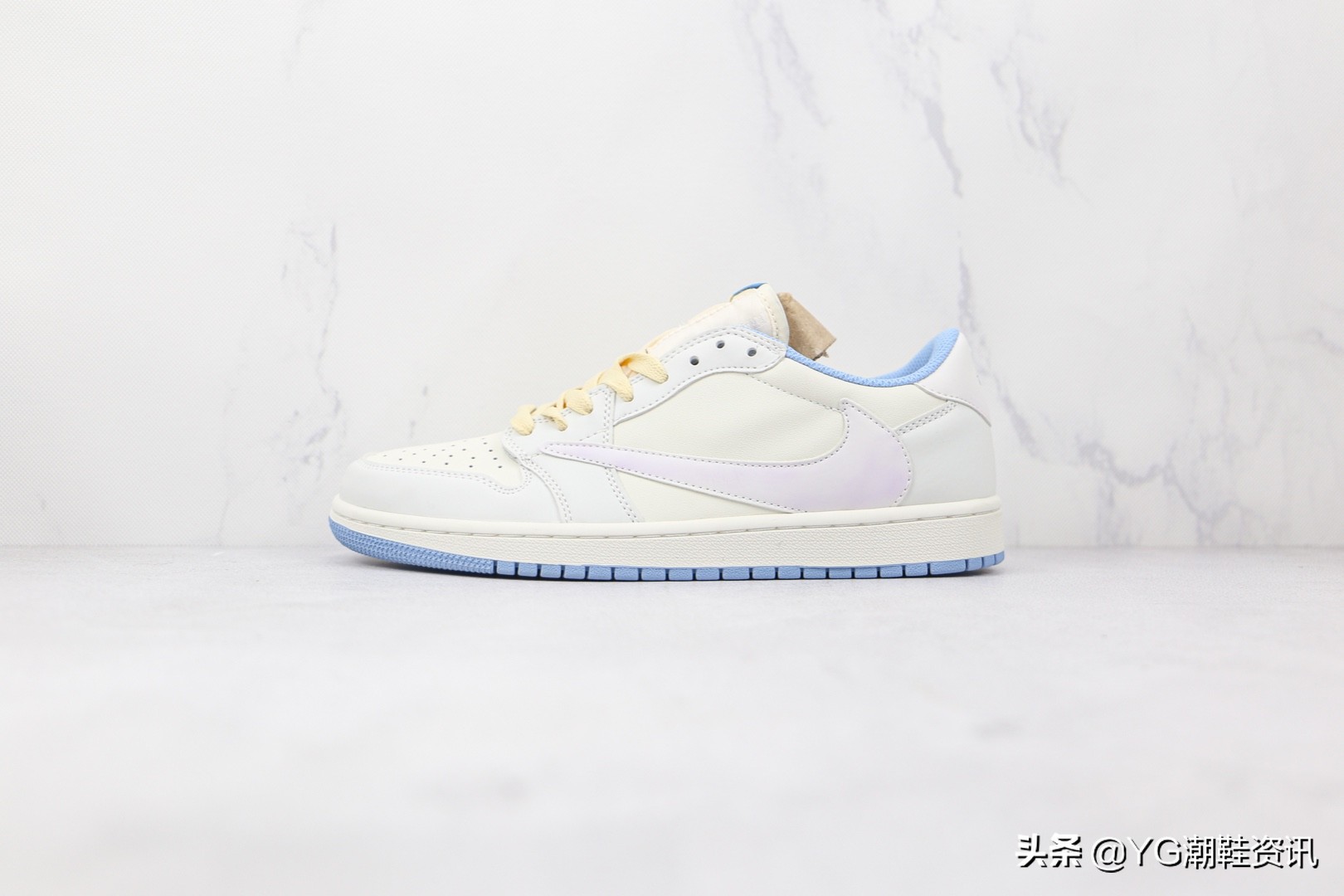 乔丹Air Jordan 1 Low三方联名款低帮AJ1倒勾米白蓝色热成像板鞋