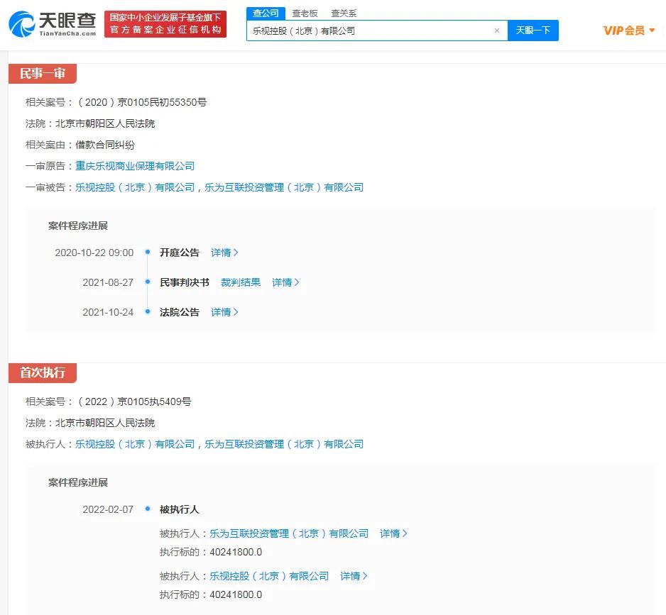 乐视控股再被强制执行4024万，被执行总金额已超27.8亿元