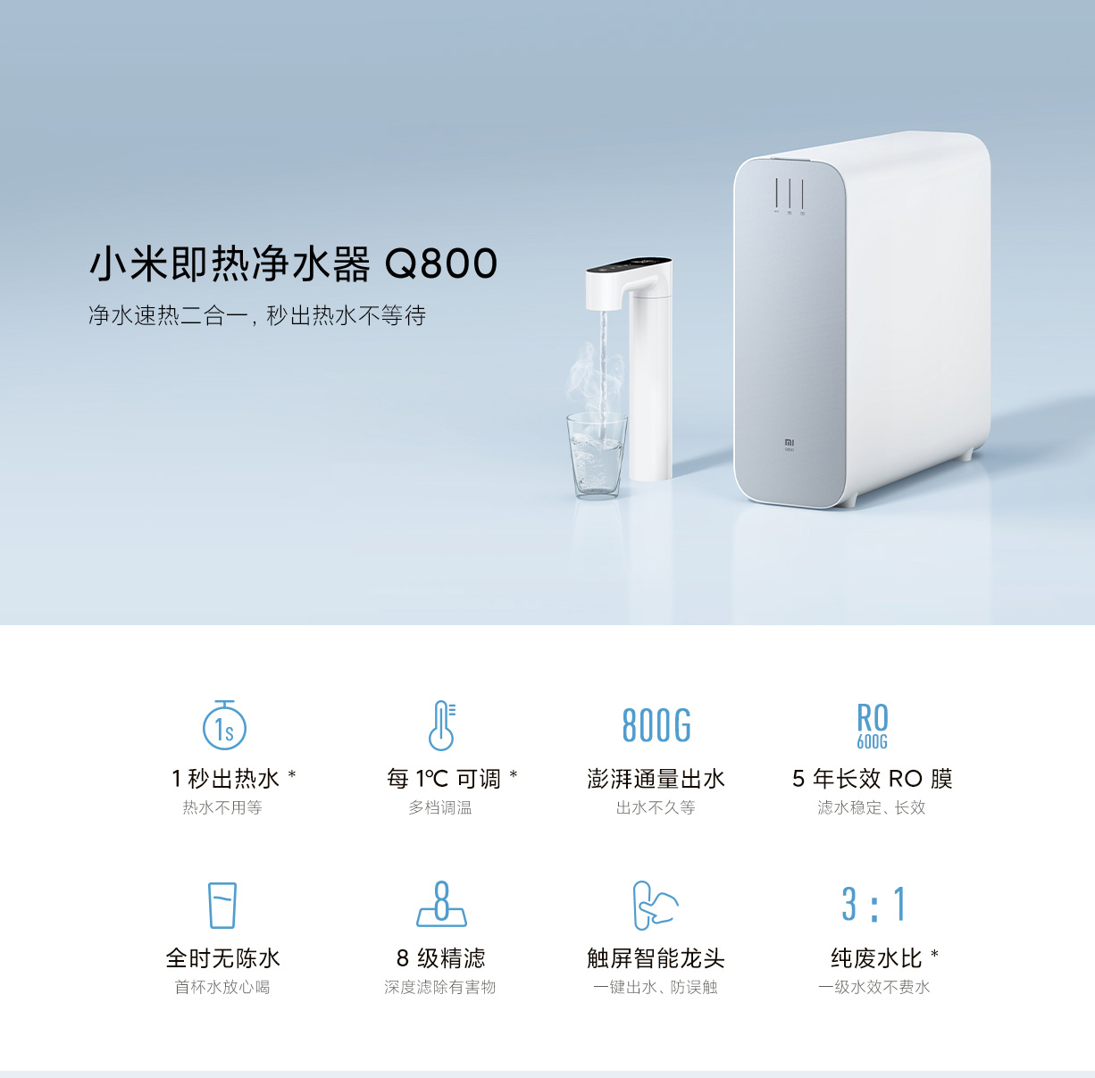 3799 元，小米推出即热净水器 Q800