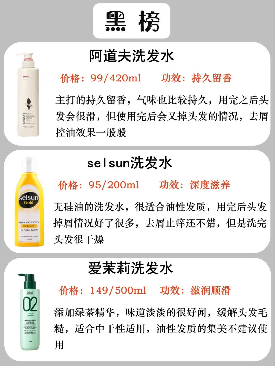 热门好用洗发水红黑榜