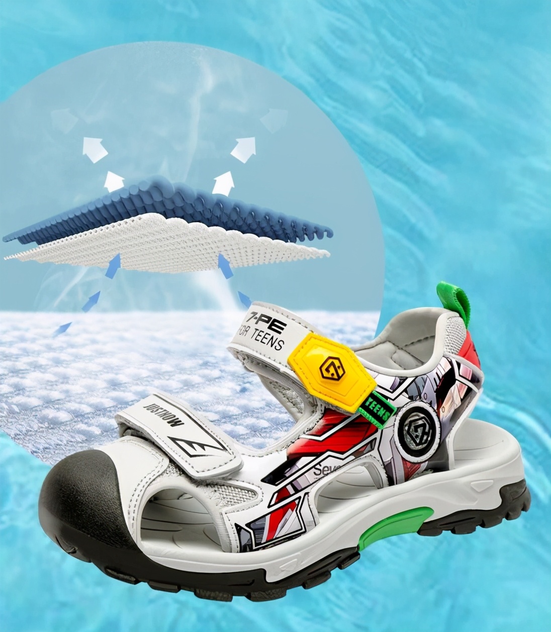 七波辉凉鞋多重呵护，清凉型走一夏