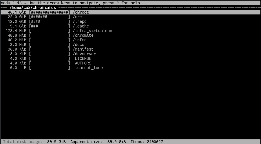 用 ncdu 检查 Linux 中的可用磁盘空间
