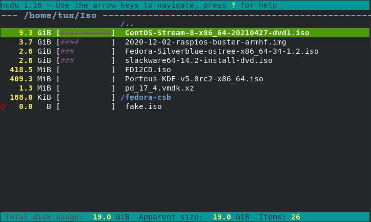 用 ncdu 检查 Linux 中的可用磁盘空间